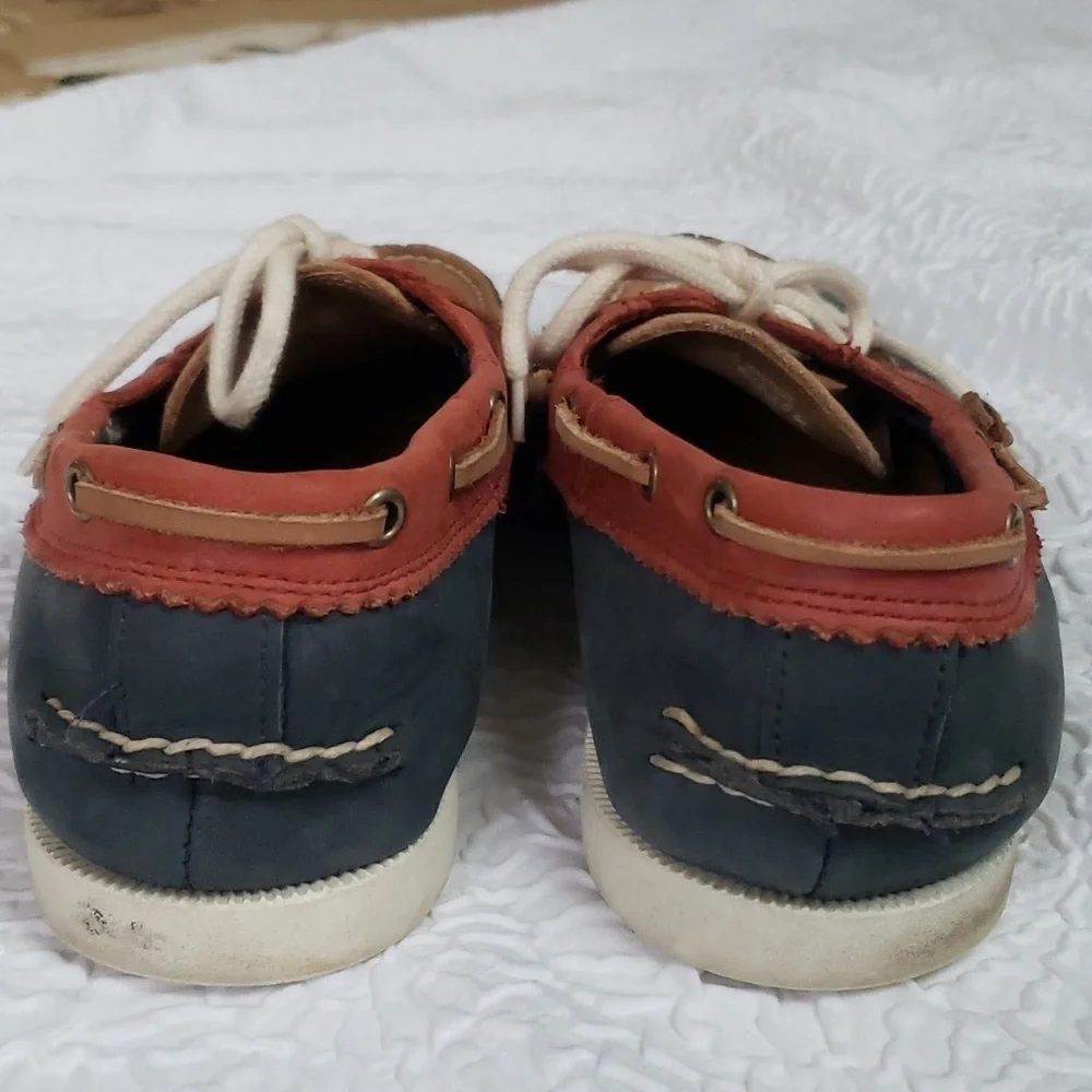 G.H. Bass & Co. Montauk Mens Charcoal/Rust/Tan Leather Boat Shoes, US 9.5 M